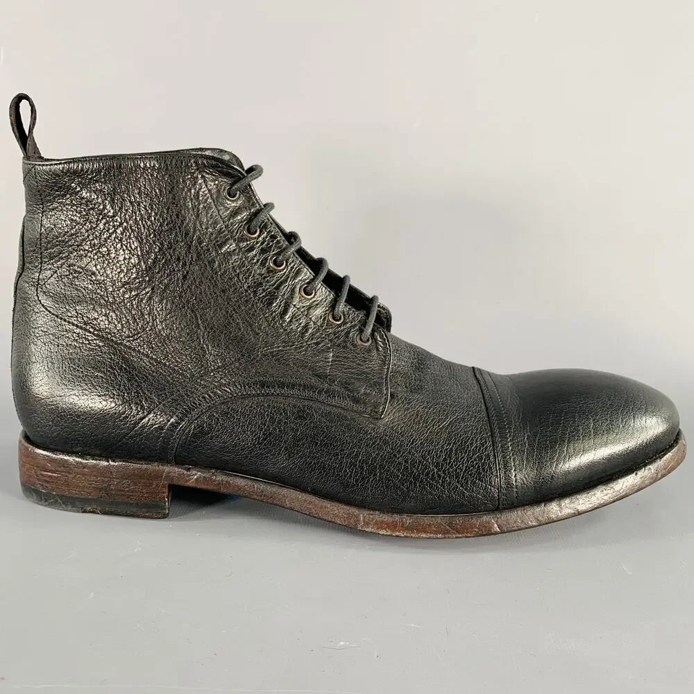 PAUL SMITH Size 12 Black Leather Lace-Up Ankle Boots